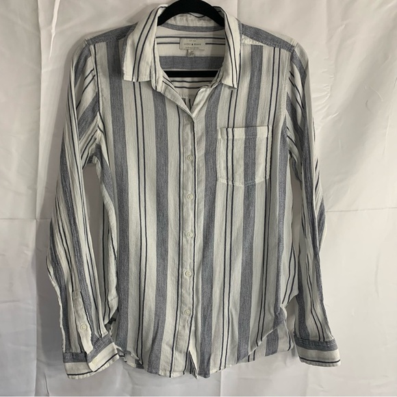 Lucky Brand Striped Cotton-Blend Button-Up Shirt, size SP - Picture 9 of 10